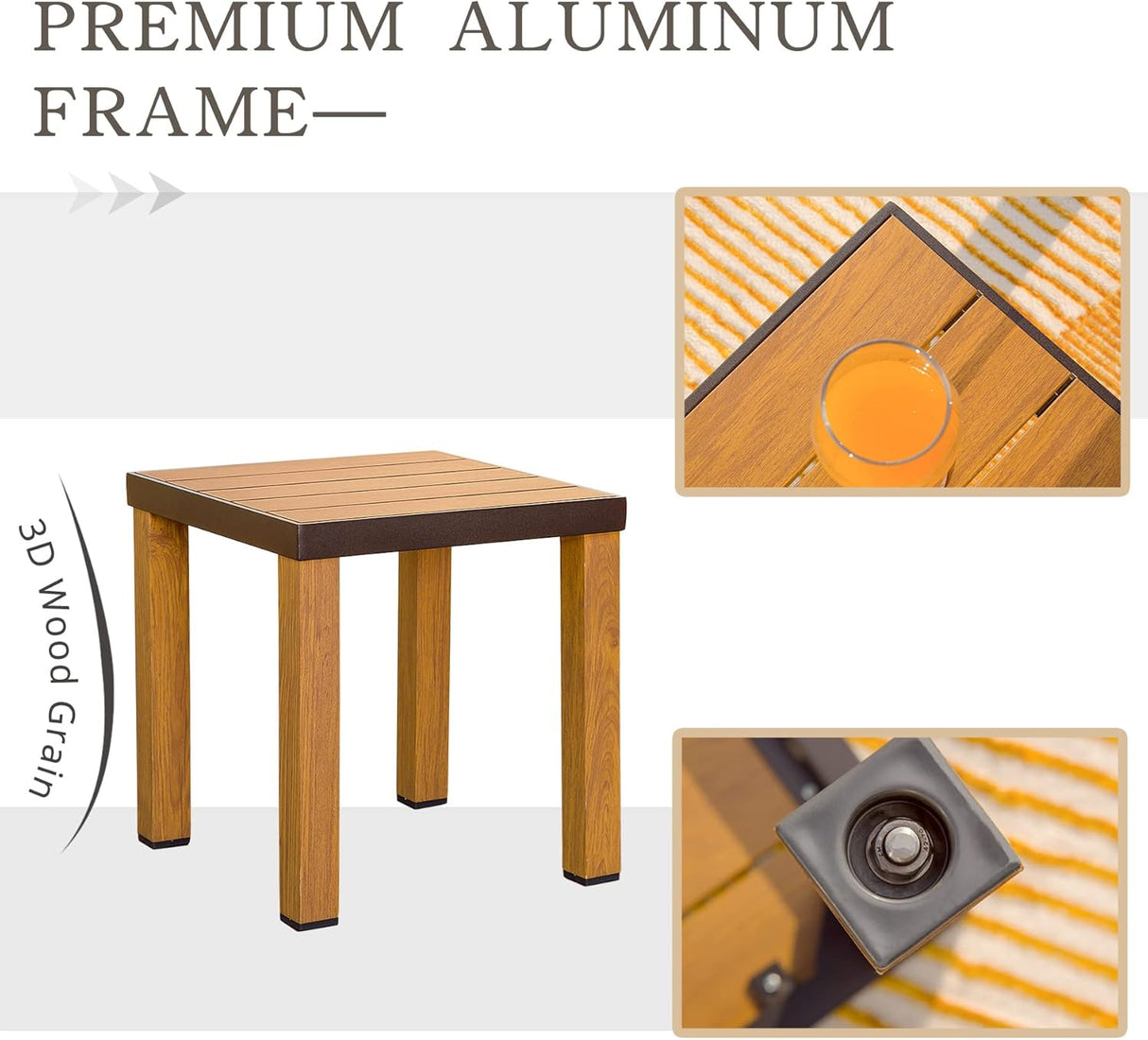 Patio Bistro Set 3 Pieces with Wood Grain Aluminum Wicker