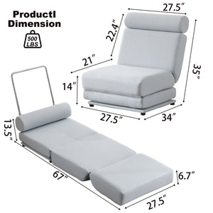 Foldable Single Chair Sofa Bed With Pillow, Easy To Store, Breathable And Wearable