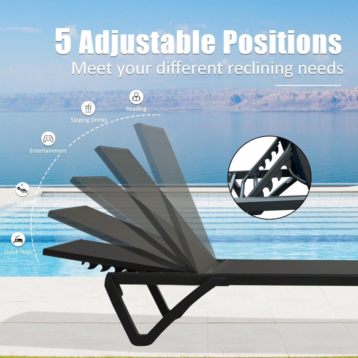 Pool Lounge Chairs Set of 2 with Side Table