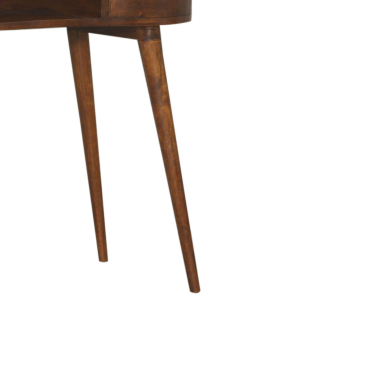 Solid Wood Chestnut Rounded Writing Desk, 1-Drawer, 1 Open-Slot
