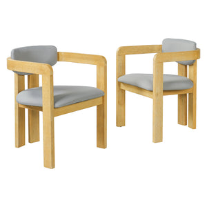 Set of 2 Outdoor Acacia Wood Dining Chairs with Cushions