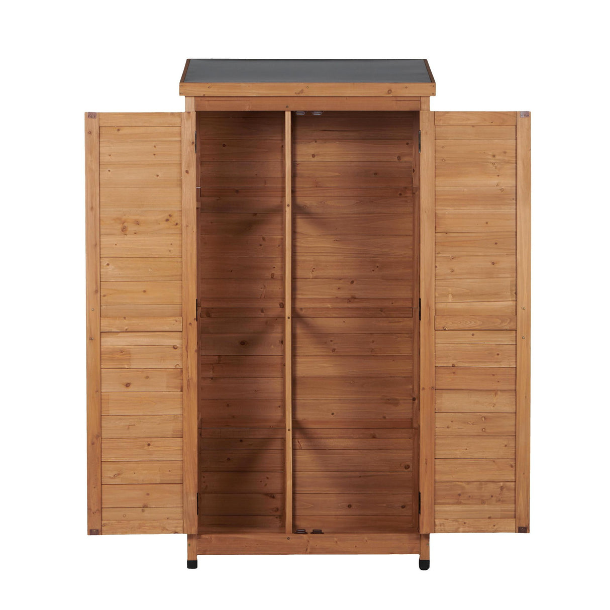 Outdoor Storage Shed With Vertical Tool Cabinet For Backyard
