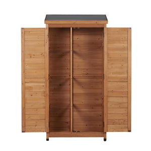 Outdoor Storage Shed With Vertical Tool Cabinet For Backyard