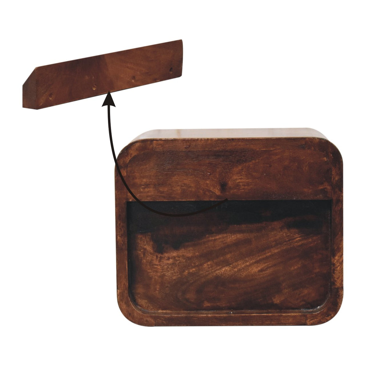 Solid Wood Mini Curved California Nightstand