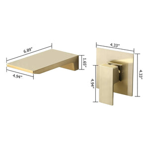 Single Handle Wall Mount Waterfall Bathroom Sink Faucet