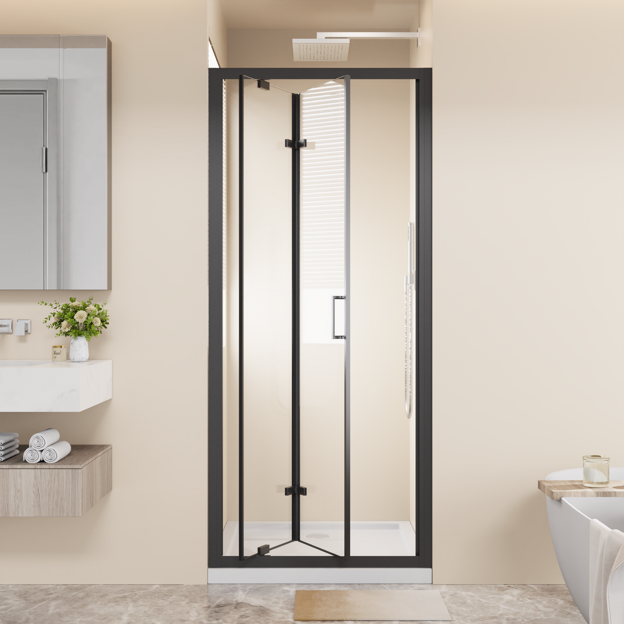 Framed Bi-fold Pivot Shower Door 32"x72"