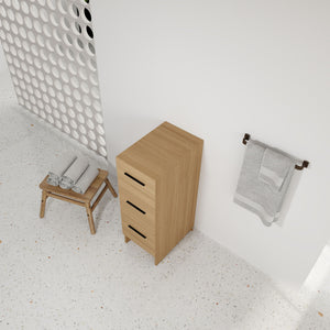 Slim Freestanding Bathroom Storage Cabinet, 3 Drawers - Light Oak