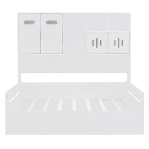 Daybed With All-In-One Cabinet And Shelf