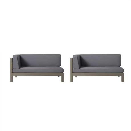Aura 2 Piece Outdoor Set With X Back Left Bench And Corner - Dark Gray