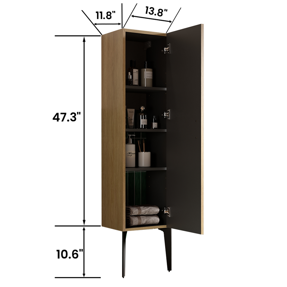 Emilia-14S Striped Matt Bathroom Vanity Cabinet, Antique Black