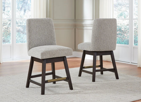 Burkhaus - Upholstered Swivel Barstool (Set of 2) - Beige / Dark Brown - Best Buy Furniture