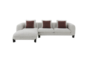 Mardi - Tweed Sectional Sofa With 3 Pillows - Maroon / Beige - Best Buy Furniture