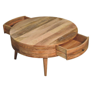 Solid Wood Odyssey Coffee Table, 2-Drawers, Oak-ish
