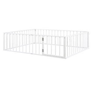Metal Floor Bed Frame With Fence And Door