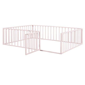 Metal Floor Bed Frame With Fence And Door