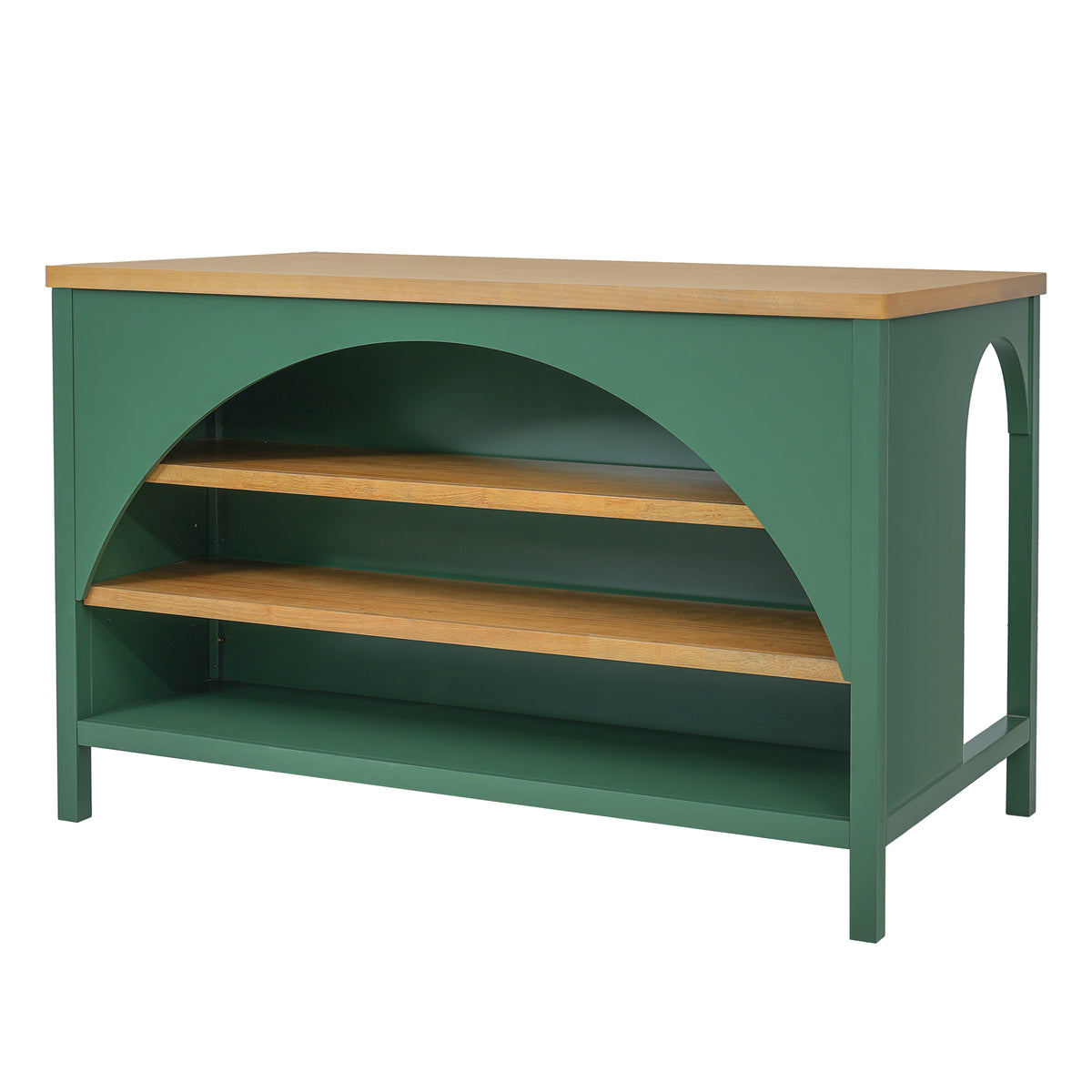 56" Farmhouse Kitchen Island with Open Storage
