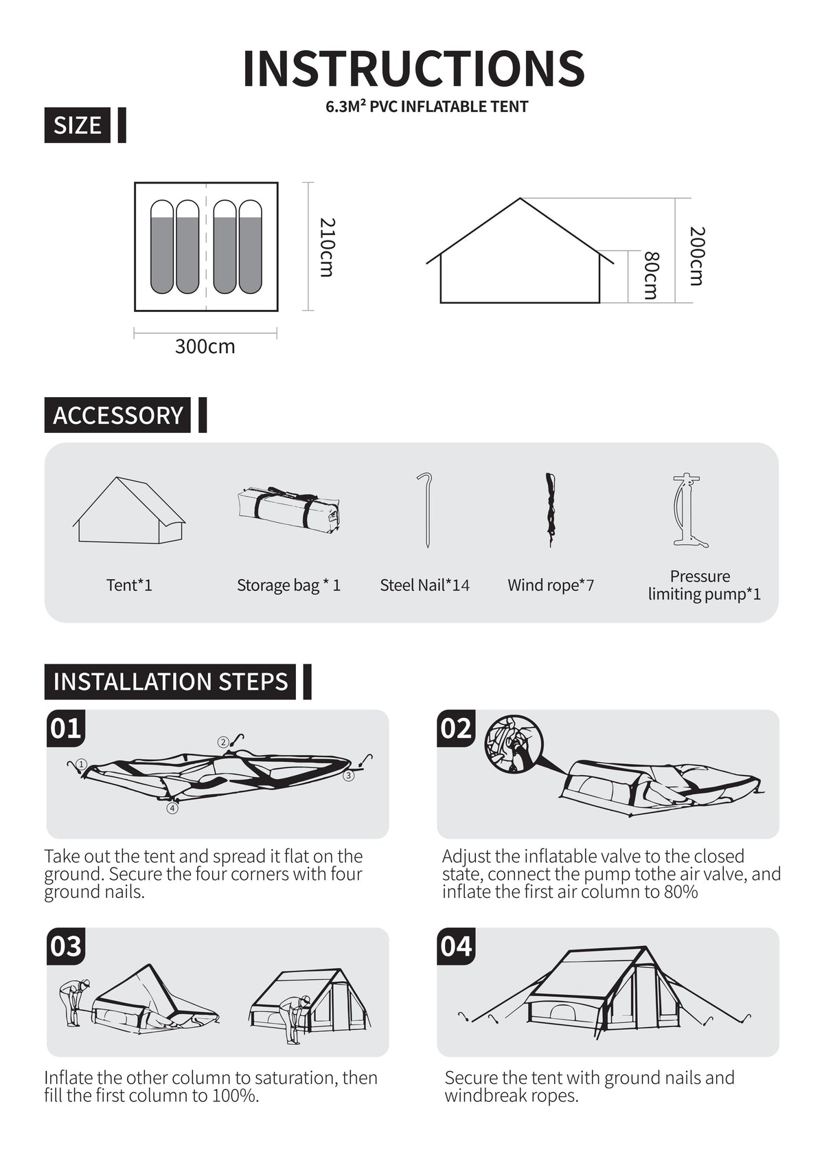 Inflatable Camping Tents with Hand Pump – Durable Oxford Fabric Outdoor Shelter