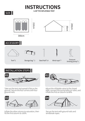 Inflatable Camping Tents with Hand Pump – Durable Oxford Fabric Outdoor Shelter