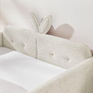 Cute Rabbit Ear Upholstered Platform Bed Frame With Safety Rail