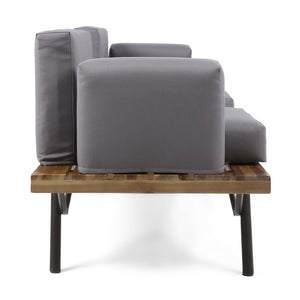 2 Piece Patio Set With Loveseat And Coffee Table - Natural / Dark Gray