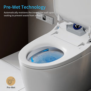 Smart Toilet Bidet Combo with Foot Sensor and Remote Control