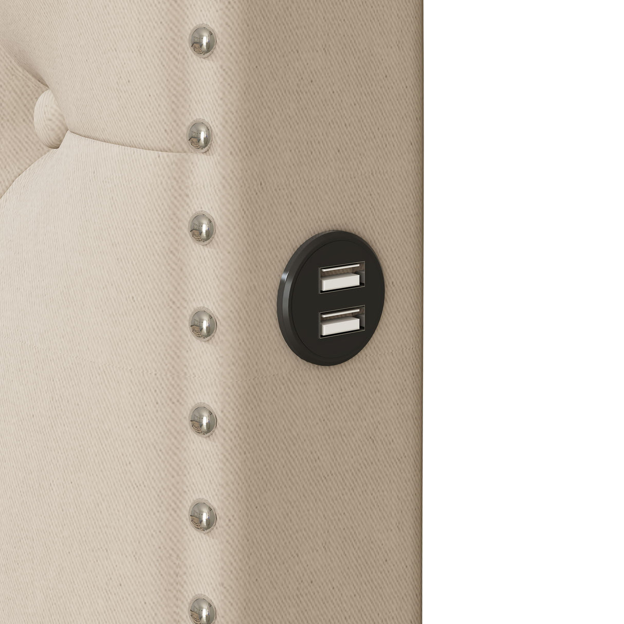Upholstered Platform Bed With Trundle And 2 Sets Of USB Ports On Each Side, Fabric