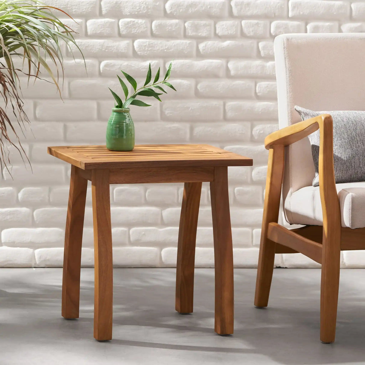 Kinesis - Outdoor Side Table With Slatted Top And Wood Frame - Best Buy Furniture