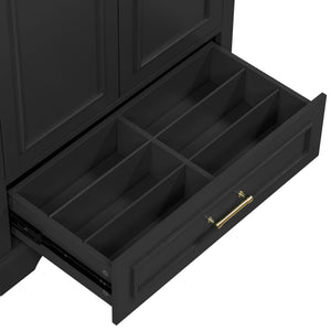 Bathroom Vanity With Sink, 1 Divided Drawer And 2 Soft Close Doors With Double Shelf