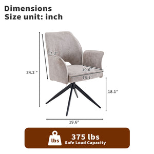 Dining Chair With Soft Cushion And 360° Rotation, Comfortable Armrest For Kitchen (Set of 2) - Gray