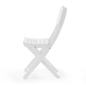 Outdoor Foldable Wood Dining Chair With Slat Design (Set of 2)