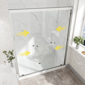 Brushed Nickel Reversible Installation Double Bypass Sliding Shower Door