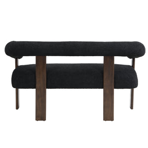 Round Armrest Loveseat (Black + Brown)