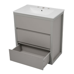 Double Sinks Bathroom Vanity Set With 2 Ceramic Basins