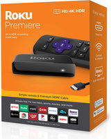 Roku Premiere HD/4K/HDR Streaming Media Player Simple Remote and Premium HDMI Cable