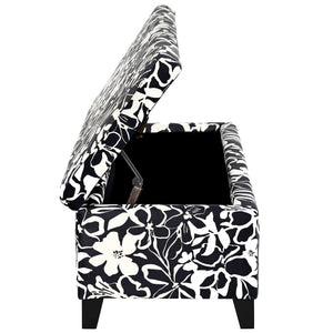 Luxury Storage Ottoman With Floral Patterned Fabric, Soft-Close Hinges, Multi Functional
