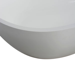 Small Size Stone Resin Solid Surface Oval Shape Freestanding Bathtub For The Bathroom - Matte White