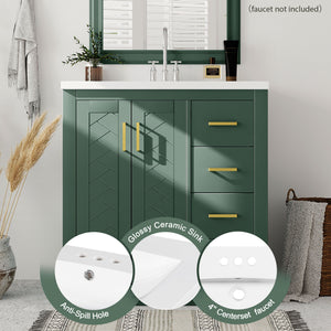 Bathroom Vanity With Sink, Storage Cabinet, Freestanding Set With 3 Drawers & Soft Closing Doors