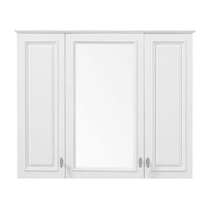 Wall Mounted Mirror Cabinet With 5 Adjustable Shelves, Rectangular Storage For Bathroom - White