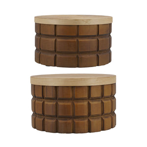 Set of 2 Textured Wood Box