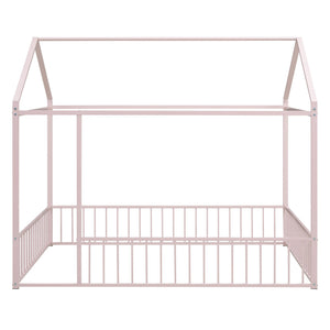 Metal Bed House Bed Frame With Fence