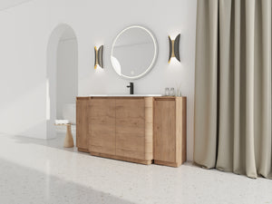 64'' Freestanding Bathroom Vanity with Ceramic Sink - Plywood