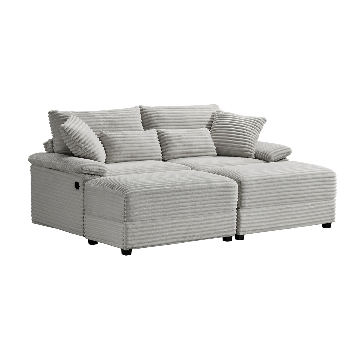 Double Chaise Lounge Set with Reversible Ottoman