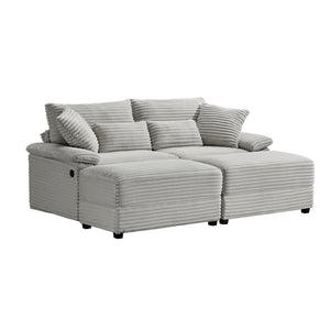 Double Chaise Lounge Set with Reversible Ottoman