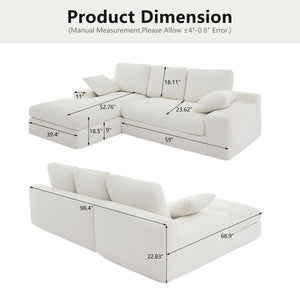 Compressed Sofa With 3 Back Cushions, 2 Throw Pillows