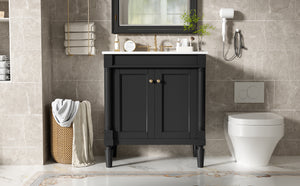 30" Luxurious Bathroom Vanity Cabinet with Ceramic Sink Basin