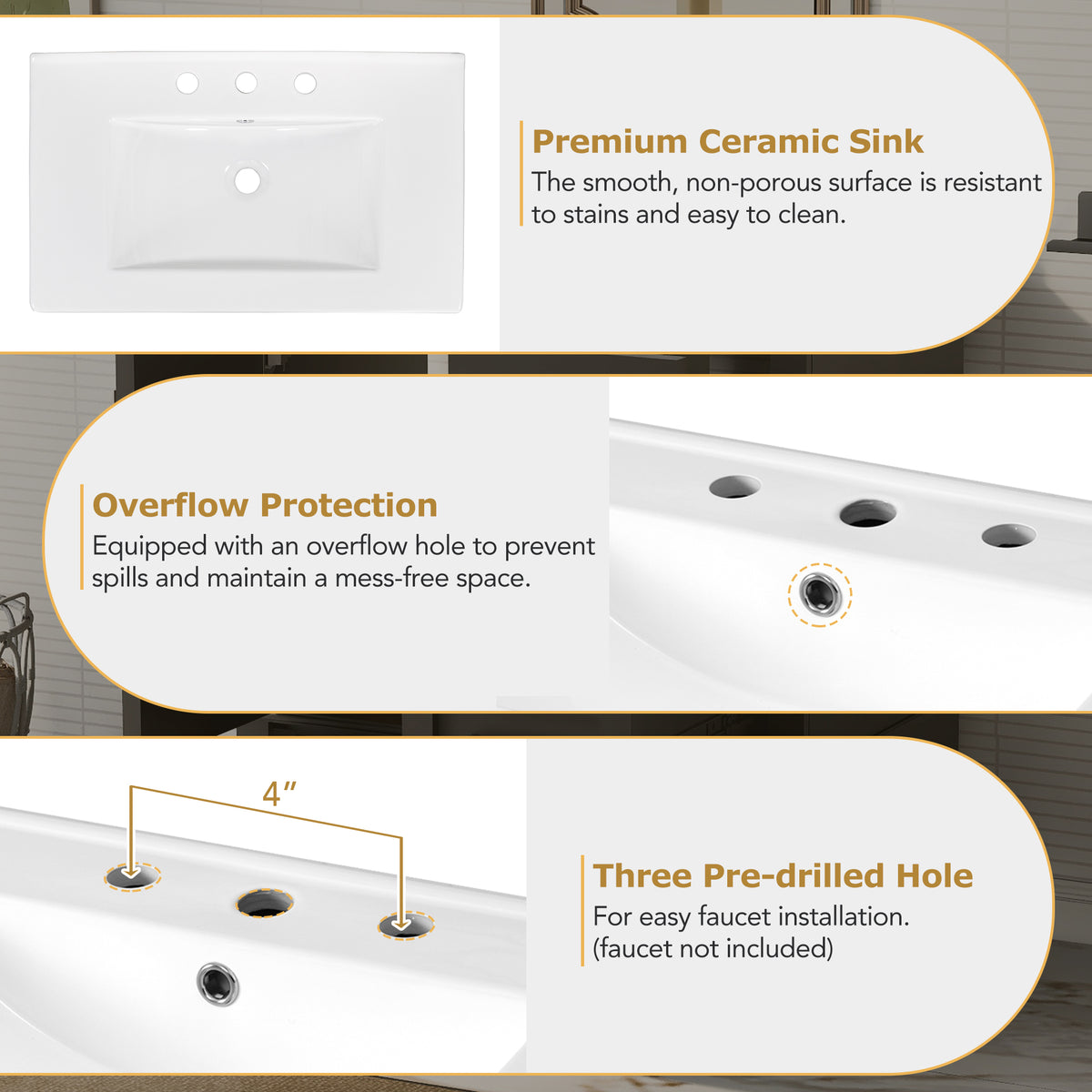 30" Bathroom Vanity with Sink Combo Set