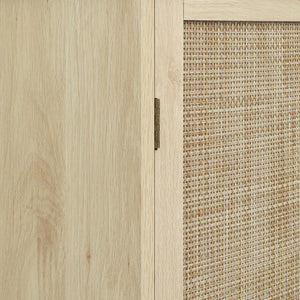 4 Door Storage Cabinet With 1 Drawer And 4 Adjustable Inner Shelves - Natural