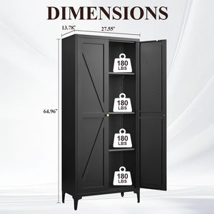 Adjustable 2 Door Kitchen Pantry Cabinet With Striped Design