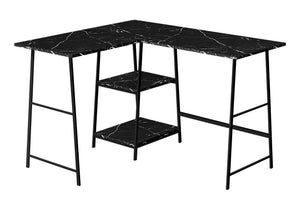 Computer Desk, Home Office, Corner, Storage Shelves, L Shape, Work, Laptop, Marble Look Laminate, Contemporary, Modern - Best Buy Furniture