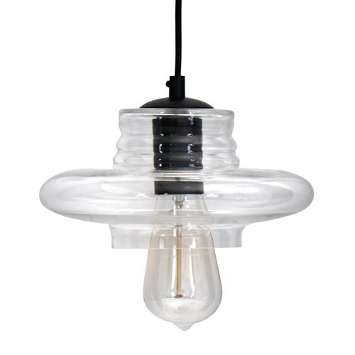 Clear Glass Industrial Pendant Lighting with Edison Bulb - Saucer
